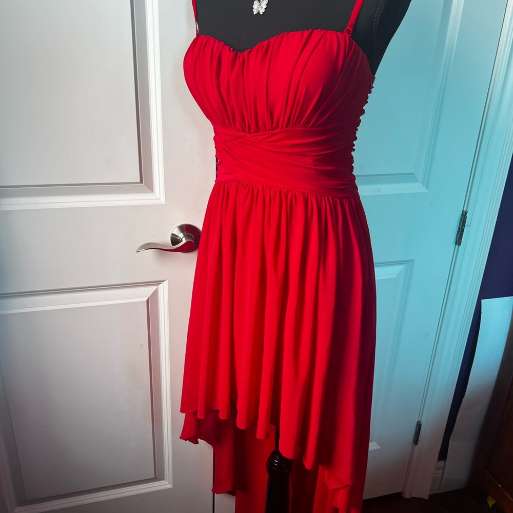Elegant Red Women's high-low Dress